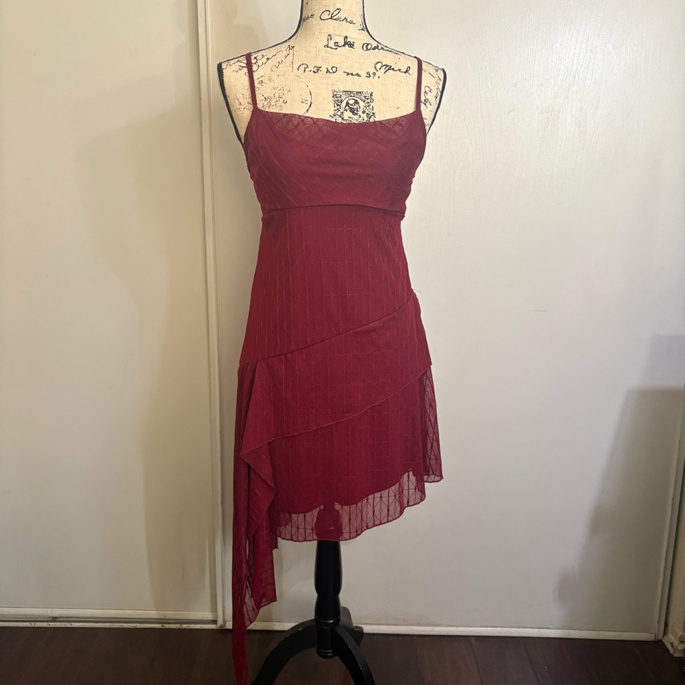 No Boundaries Asymmetrical Red Dress